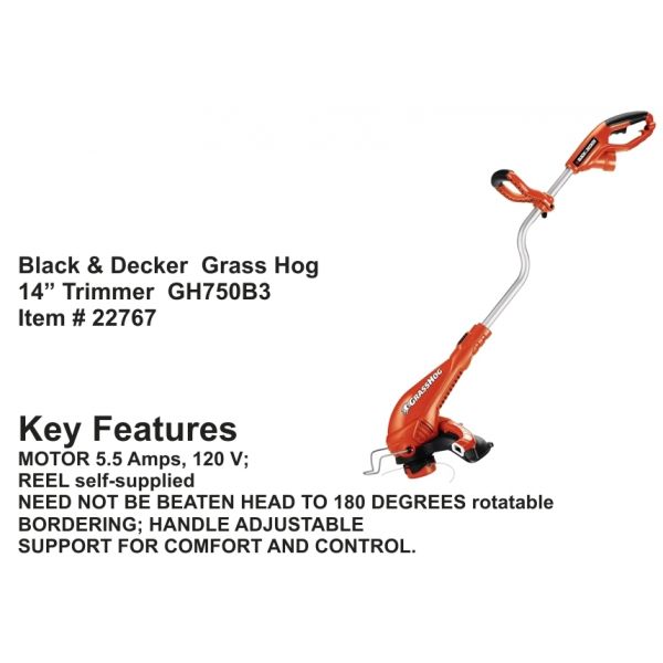 TRIMMER BLACK & DECKER GRASSHOG GH750-B3