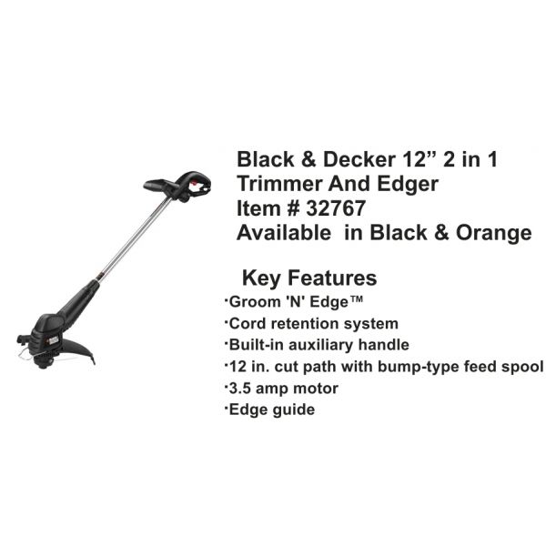 Black & Decker ST4500 2-In-1 Electric Trimmer & Edger, 3.5 Amp, 12